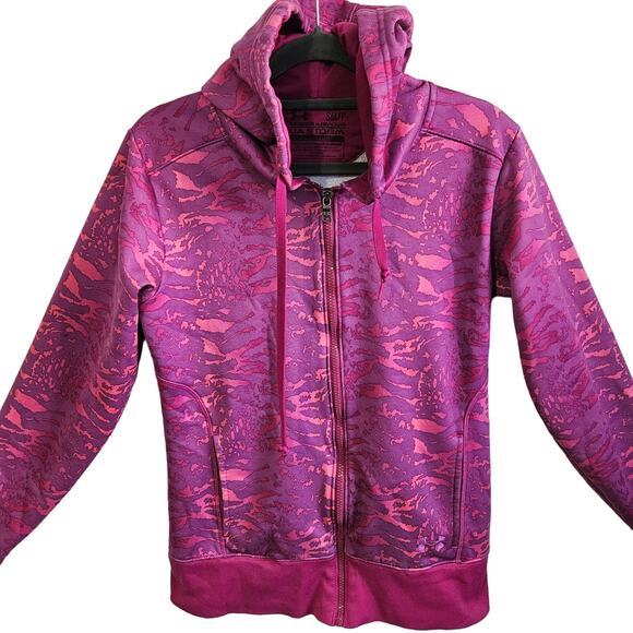 Under Armour Women's S Storm Full Zip Hoodie Purple Pink Animal Print Swirl - Picture 2 of 6